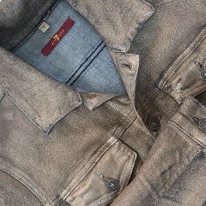 Seven For All Mankind: Small- Metallic Denim Jacket‎ Bronze Coated Trucker